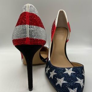 INC International Concepts Women's Shoes Point Heels American Flag Sz 6.5 M